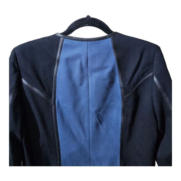 SOLD!! CARLISLE Black & Teal Leather Accent Jacket - Size 10 - Picture 4 of 6